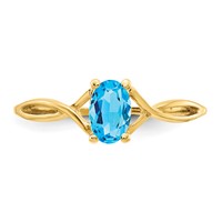 14K Yellow Gold 6x4 Oval Blue Topaz Birthstone Ring view 5