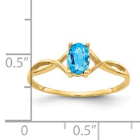 14K Yellow Gold 6x4 Oval Blue Topaz Birthstone Ring view 3