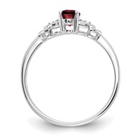14K White Gold 6x 4 Oval January Garnet and Diamond Ring view 2