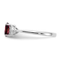 14K White Gold 6x 4 Oval January Garnet and Diamond Ring view 4