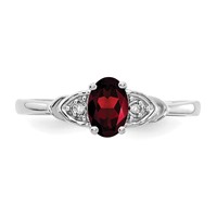 14K White Gold 6x 4 Oval January Garnet and Diamond Ring view 5