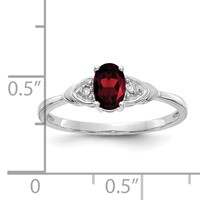 14K White Gold 6x 4 Oval January Garnet and Diamond Ring view 3