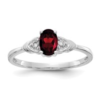 14K White Gold 6x 4 Oval January Garnet and Diamond Ring view 1