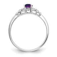 14K White Gold 6x 4 Oval February Amethyst and Diamond Ring view 2