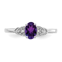 14K White Gold 6x 4 Oval February Amethyst and Diamond Ring view 5