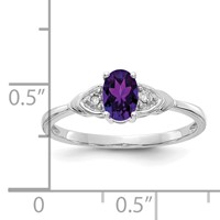 14K White Gold 6x 4 Oval February Amethyst and Diamond Ring view 3
