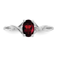 14K White Gold 6x 4 Oval Garnet Birthstone Ring view 5