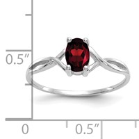 14K White Gold 6x 4 Oval Garnet Birthstone Ring view 3