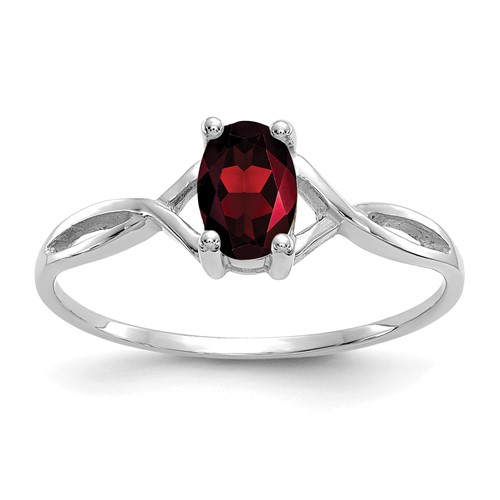 14K White Gold 6x 4 Oval Garnet Birthstone Ring