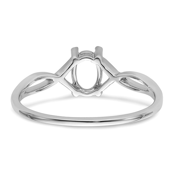 14k White Gold 6x4 Oval Birthstone Ring Mounting