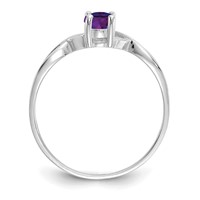 14K White Gold 6x 4 Oval Amethyst Birthstone Ring view 2