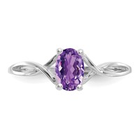 14K White Gold 6x 4 Oval Amethyst Birthstone Ring view 5