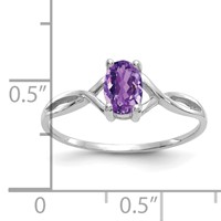 14K White Gold 6x 4 Oval Amethyst Birthstone Ring view 3
