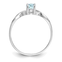 14K White Gold 6x4 Oval Aquamarine Birthstone Ring view 2
