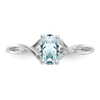 14K White Gold 6x4 Oval Aquamarine Birthstone Ring view 5