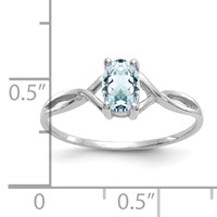 14K White Gold 6x4 Oval Aquamarine Birthstone Ring view 3