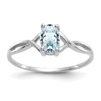 14K White Gold 6x4 Oval Aquamarine Birthstone Ring view 1