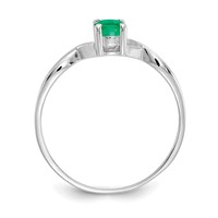 14K White Gold 6x 4 Oval Emerald Birthstone Ring view 2