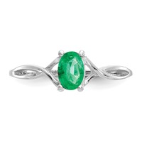 14K White Gold 6x 4 Oval Emerald Birthstone Ring view 5