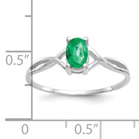 14K White Gold 6x 4 Oval Emerald Birthstone Ring view 3