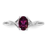 14K White Gold 6x 4 Oval Rhodolite Garnet Birthstone Ring view 5
