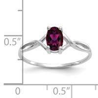 14K White Gold 6x 4 Oval Rhodolite Garnet Birthstone Ring view 3