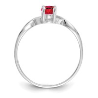 14K White Gold 6x 4 Oval Ruby Birthstone Ring view 2