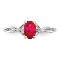 14K White Gold 6x 4 Oval Ruby Birthstone Ring view 5