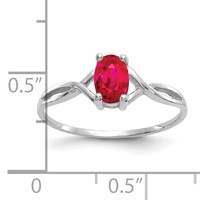 14K White Gold 6x 4 Oval Ruby Birthstone Ring view 3