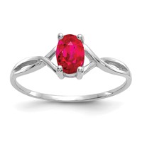 14K White Gold 6x 4 Oval Ruby Birthstone Ring view 1
