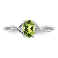 14K White Gold 6x4 Oval Peridot Birthstone Ring view 5