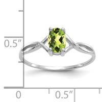 14K White Gold 6x4 Oval Peridot Birthstone Ring view 3