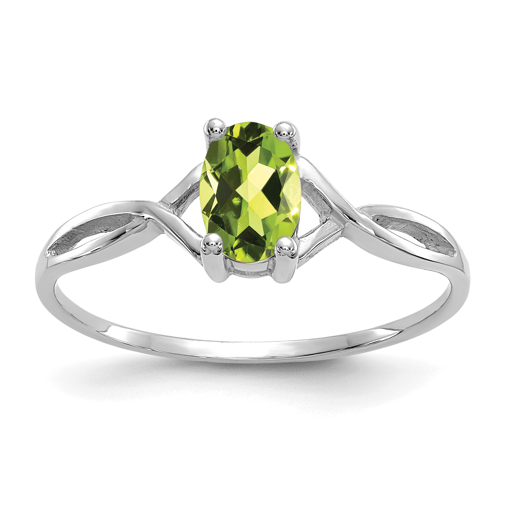 14k White Gold Peridot Birthstone Ring (XBR427)