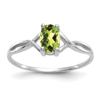 14K White Gold 6x4 Oval Peridot Birthstone Ring view 1