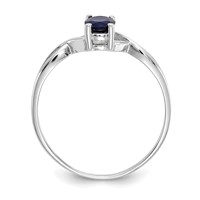 14K White Gold 6x 4 Oval Sapphire Birthstone Ring view 2