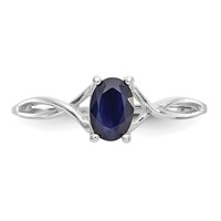14K White Gold 6x 4 Oval Sapphire Birthstone Ring view 5