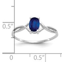 14K White Gold 6x 4 Oval Sapphire Birthstone Ring view 3