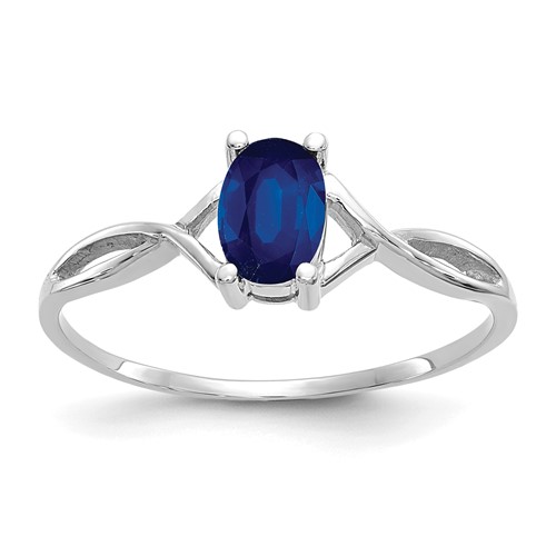 14K White Gold 6x 4 Oval Sapphire Birthstone Ring