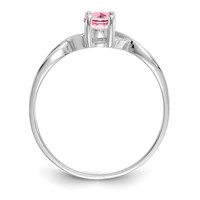 14K White Gold 6x 4 Oval Pink Tourmaline Birthstone Ring view 2