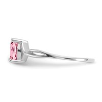14K White Gold 6x 4 Oval Pink Tourmaline Birthstone Ring view 4