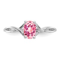 14K White Gold 6x 4 Oval Pink Tourmaline Birthstone Ring view 5