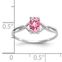14K White Gold 6x 4 Oval Pink Tourmaline Birthstone Ring view 3