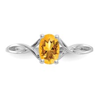 14K White Gold 6x4 Oval Citrine Birthstone Ring view 5