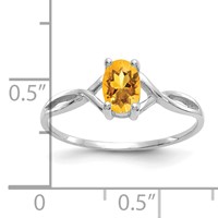 14K White Gold 6x4 Oval Citrine Birthstone Ring view 3