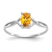 14K White Gold 6x4 Oval Citrine Birthstone Ring view 1