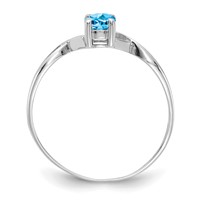 14K White Gold 6x 4 Oval Blue Topaz Birthstone Ring view 2