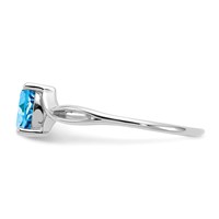 14K White Gold 6x 4 Oval Blue Topaz Birthstone Ring view 4