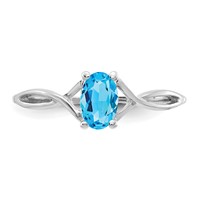 14K White Gold 6x 4 Oval Blue Topaz Birthstone Ring view 5