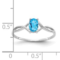 14K White Gold 6x 4 Oval Blue Topaz Birthstone Ring view 3