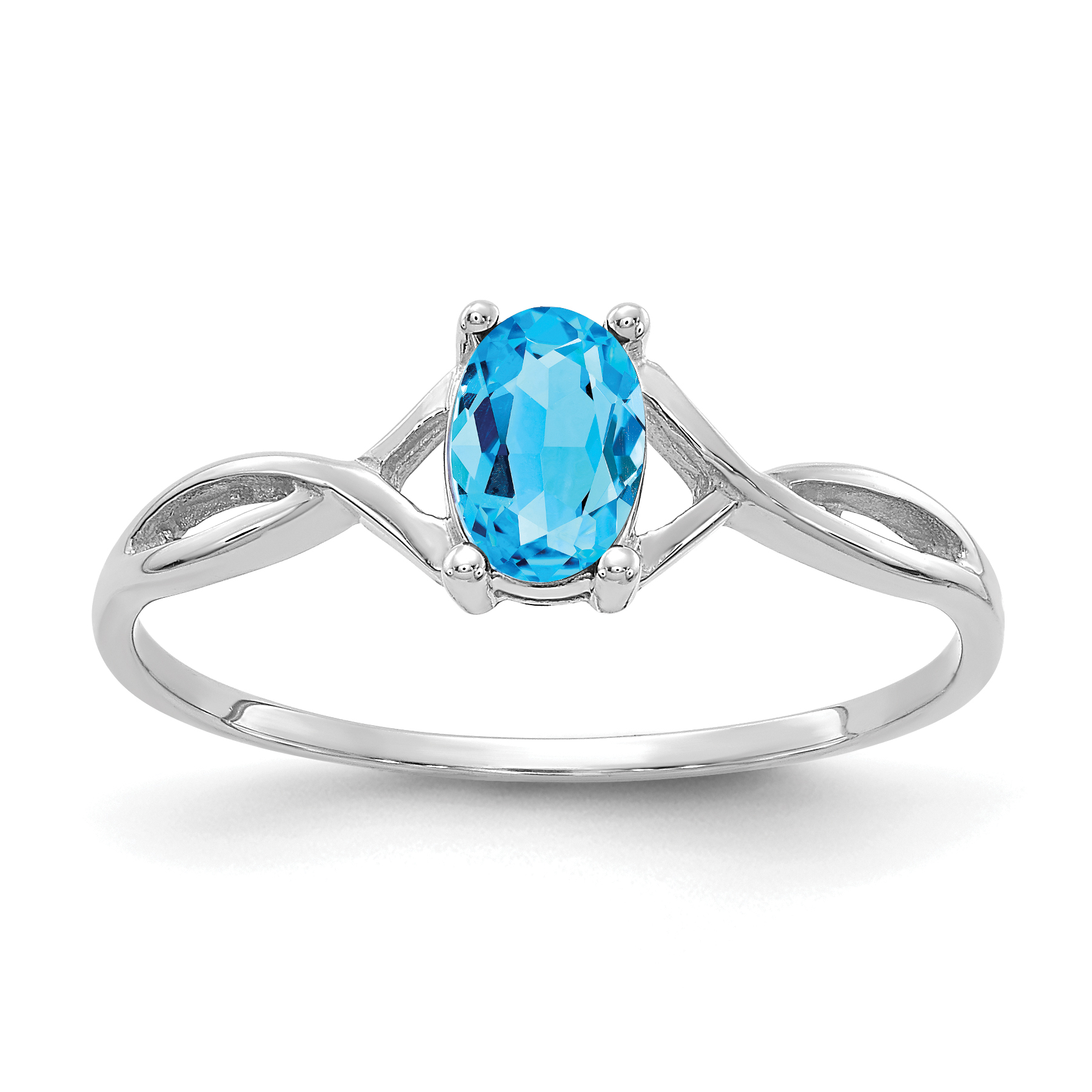 14k White Gold Blue Topaz Birthstone Ring (XBR431)